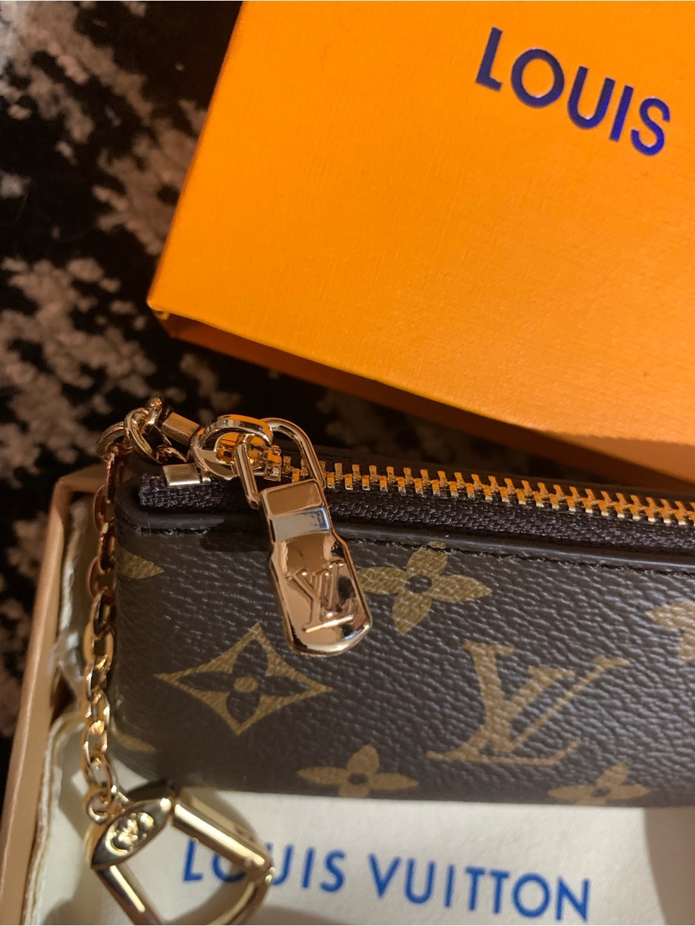 Louis Vuitton Brown Monogram Key & Card Pouch with Gold Hardware - Picture 3 of 4